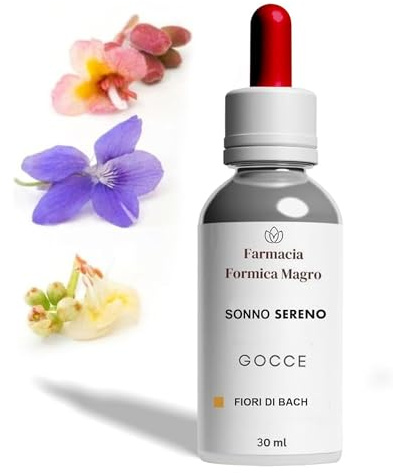 Bach-blommor droppar 30 ml för att lösa sömnlöshet och uppnå en lugn sömn, naturläkemedel, alkoholfri - Farmacia Formica Magro