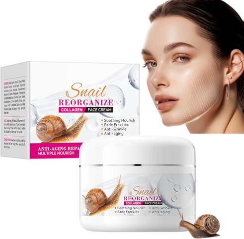 100g Crème de Collagène à l’Extrait d’Escargot,Crème De Collagène,Creme Hydratante Visage,Creme Anti Ride,Améliore l’Élasticité,Hydrate en Profondeur,Réduit les Rides et les Signes de l’Âge