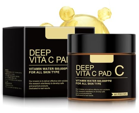 Vitamin C Brightening Pads– 60Pcs Hydrating Spots Removal Cotton Pads, Brightening Pads for Face, Cleansing Pads with Vitamin C for Glowing Skin