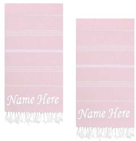 EVELYNEN Fouta de Plage Personnalisée Lot De 2 Grande Taille Recyclé Coton Hammam Sauna Piscine Serviette de Plage & Voyage