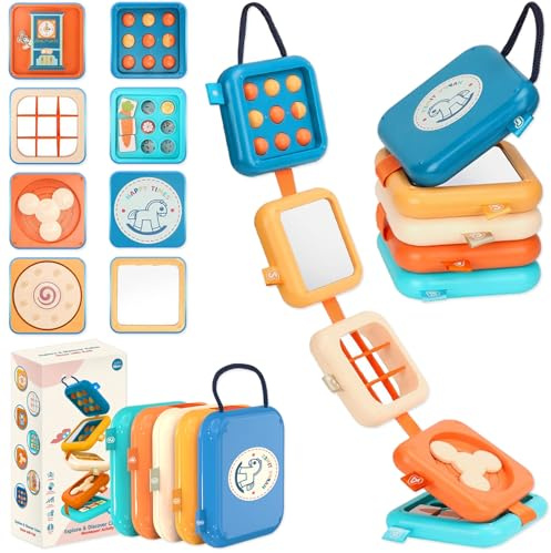 mobumeia Montessori Spielzeug ab 1 Jahr, Motorikwürfel, Busy Board ab 1 Jahr, Beschäftigung Im Flugzeug Kleinkind, Sensorik Spielzeug Baby, Geschenk für Kleinkinder Fördert Motorik und Kognition