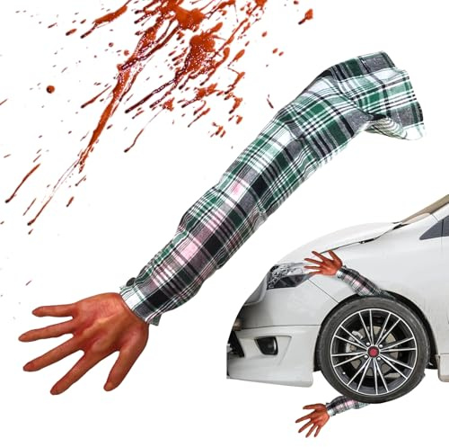 Fejkade Kroppsdelar 56 Cm Blodig Brutal Avhuggen Hand Med Rutig Ärm | Realistisk Mjuk Halloween Pryl För Skämt Cosplay Utklädnad