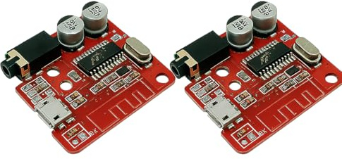 PintoHardware 2 Pezzi Modulo Ricevitore Audio Bluetooth 4.1 VHM-314, Scheda Decoder Stereo Wireless 5V Micro USB con Uscita AUX Jack 3,5 mm, Fai da Te per Altoparlanti e Auto