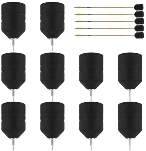 Calolin 10 Packs Foam Archery Arrowheads Black, Soft Sponge Arrow Heads CS Shooting Practice, Tips Broad Heads for Archery Combat Game CS Hunting Game Supplies Accessories