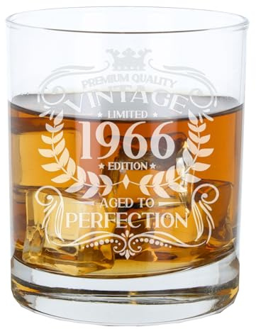 Always Looking Good 60-årspresent för män Vintage 1966 Åldrande till Perfektion Graverat whiskyglas Present för 60-åring Ätsat Whisky Bourbon Scotch Lowball Dricksglas