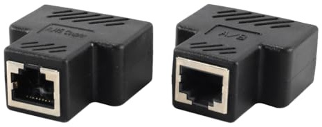 Gurtt 2-pack RJ45-splitterkontakt 1 till 2-vägs - dubbel LAN-adapter för honport för Cat5/Cat5e/Cat6/Cat7/Cat8 (svart)