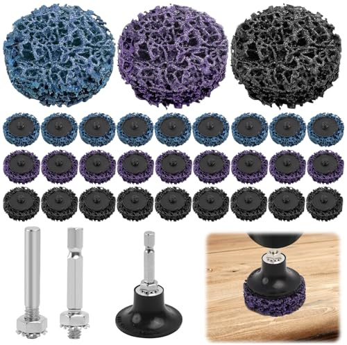 30 Piezas Discos de Limpieza Gruesa 50 mm Discos de Limpieza para Amoladora Angular, Discos CSD para Taladros, Disco Abrasivo Grueso, para Eliminación Oxido Pintura Descamación Limpieza