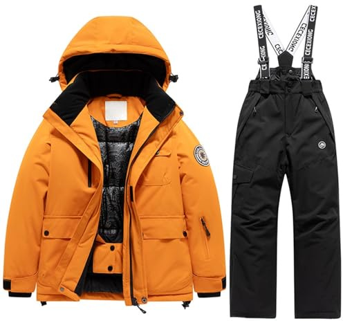 Tenue de ski d'hiver pour enfants garçons et filles, veste de snowboard thermique et pantalon
