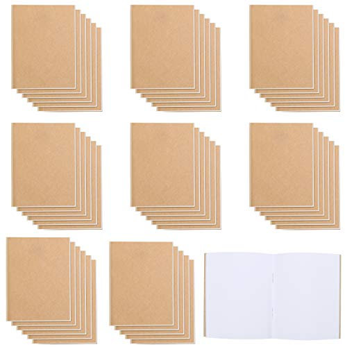 BELLE VOUS 48er Pack Notizbuch A6 Blanko Unliniertes Braunes Kraftpapier Notizheft A6 Set - Journal Buch - 10,5 x 14 cm - 24 Papierseiten - Notizbuch Blanko zum Reisen & Büro