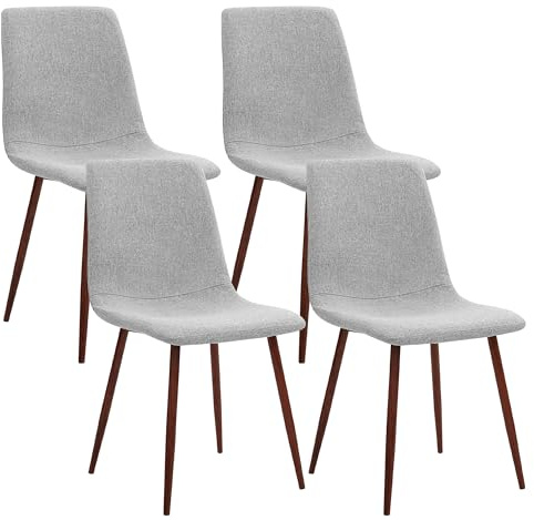 CangLong Set di 4 sedie da pranzo Sedie da cucina imbottite retrò per la sala da pranzo, sedie scandinave in tessuto premium con gambe in metallo, grigio