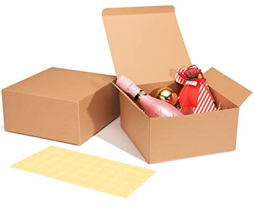 HOUSE DAY Geschenkbox großes Rechteck 20x20x10cm Weihnachtsgeschenkbox für Brautjungfern Kraft Geschenkboxen mit Deckel zum Basteln, Cupcake-Boxen (braun-12 Stück)