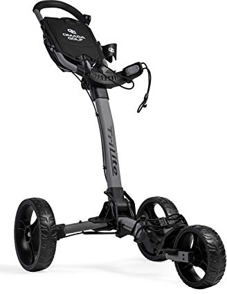 OMADA GOLF Trilite Golf Push Cart | Lightweight and Folding Golf Bag Stand | Grey and Black