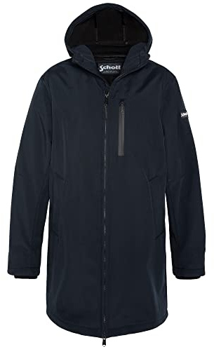 Schott NYC Kalvin - Chaqueta larga con capucha Schott unisex, azul marino, S