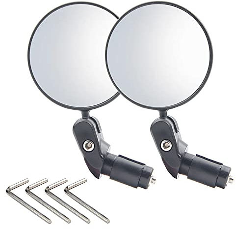 Beaface Bar End Bike Mirrors 2 PCS, 360°Rotatable Bicycle Cycling Rear View Mirrors, Adjustable Universal Bicycle Mirrors Bar End, Wide Angle Handlebar Convex Mirror For Mountain Road Bike