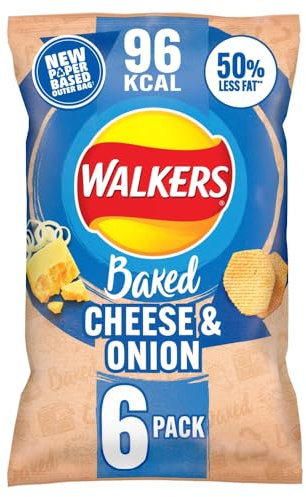 Walkers Baked Cheese & Onion Multipack Snacks Crisps 6 x 22g