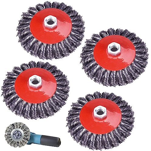 Spazzola metallica smerigliatrice angolare: 4 pezzi M14 125 mm spazzole metalliche per smerigliatrice angolare, spazzola a tazza