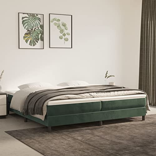 Lechnical Giroletto a Molle Verde Scuro 200x200 cm in Velluto,Giroletto,Giroletto Molle,Strutture Letto,Giroletto a Molle Moderno(SPU:3120793)