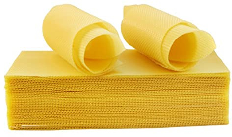 10 Fogli di Fondotinta per Api Profondi, Fogli di Cera D'api Naturale per Telaio di Alveari di Api Fogli di Cera D'api di Miele Fogli di Cera D'api a Nido d'Ape per Apicoltura, Produzione di Candele