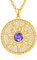 AENEAS 14 Karat vergoldete Sonnen-Halskette für Damen, 925er-Sterlingsilber, Geburtsstein, Sonne, Münze, Halskette, Sonnenschmuck, Geschenke für Frauen und Mädchen, Sterling Silber, Amethyst
