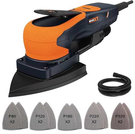 MAXXT lijadora mouse con motor sin escobillas, 350W, órbita de 3 mm, 4000-10000 RPM, área de lijado 100 * 152 * 152mm, ideal para lijar en espacios reducidos