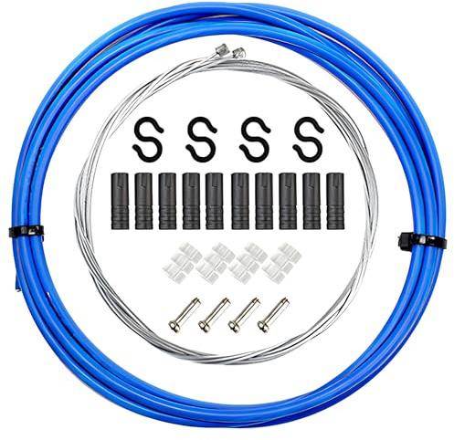 Kit de Câbles de changement, CTRICALVER câble de Dérailleur Kit pour vélo, Cable Dérailleur, Câbles et Gaines de Dérailleur universel pour vélos de montagne et de route, jeu de câbles de vélo (bleu)