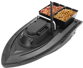 TanjcXliu Barca per mangimi da pesca telecomandata Rc Barca per mangimi barca da pesca 400-500 m telecomando, 2 vani per esche, 5 livelli di resistenza al vento e all'onda, per grandi laghi e serbatoi