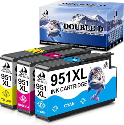 DOUBLE D 951XL Farbe für HP 951XL für HP Officejet Pro 8600 Druckerpatronen kompatibel mit HP Officejet Pro 8610 8615 8620 8100 8625 8630 8640 8660 251dw 276dw Pack