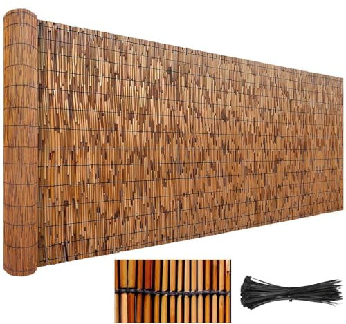 Outdoor Privacy Fence Natural Porch Screening Rolls 50 60 70 80 90 100 110 120 130 140 150 160 170cm High Bamboo Wind Screen Block The Line of Sight Divider Decorative for Patio Garden(Carbonization)