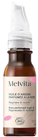 Melvita - Huile d'Argan Parfumée à la Rose - Huiles De Beauté - Nourrit, Adoucit & Sublime - Huile Sèche Visage, Corps & Cheveux - Fabriqué en France - Flacon de 50 ml