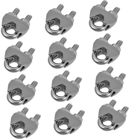 Luxshiny 12Piezas Abrazadera de Cuerda de Alambre de Inoxidable Clip de Sujeción Resistente para Proyectos de Jardinería y Fijación de Muebles para Instalaciones