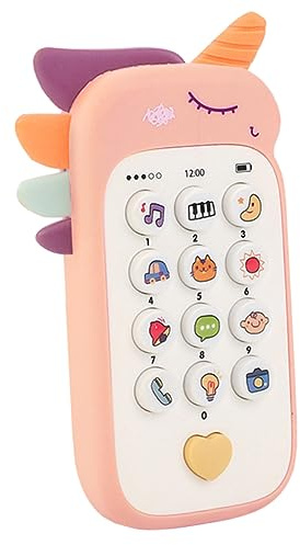 VANZACK Téléphone Jouet Musical pour Bébé Jouet Éducatif en Plastique Sécure Téléphone De Dessin Animé Rose 10 Fonctions Prématuré pour Filles Et Garçons pour Apprentissage Et Divertissement