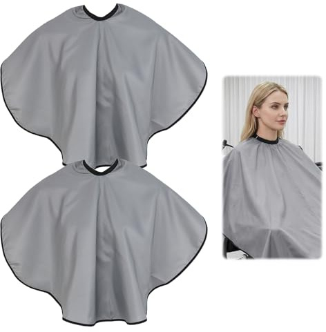 2 Pz Mantelle da Parrucchiere Corta, Mantella Taglio Capelli Corti, Mantelle da Barbiere Corto, Mantella per Trucco Leggera, Mantelle Taglio Impermeabile per Parrucchiere, Mantello da Barba (Argento)