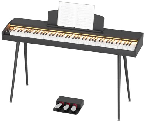 JOINATRE 88 Keys Weighted Keys Digital Keyboard Piano with Adjustable Light, Full Size Hammer-action Electronic Piano Keyboard,3 Pedal,Full-featured Keyboard for Beginner,Kids,Adults,Black