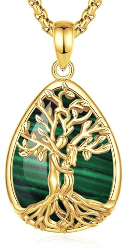 INFUSEU Halsband Livets Träd Rodium Kram Hänge Ametist Kram Hänge/Månsten/Obsidian/Röd Karneol Lucky Smycken för Yoga Meditation, Present till Kvinnor