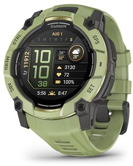 Garmin Instinct® 3 – 50 mm, AMOLED Display, Rugged Outdoor GPS Smartwatch, Built-in Flashlight, Alpine Rush Collection Limited Edition Color, Fern Green with Fern Green Band