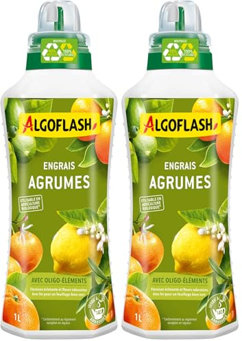 Algoflash Engrais Liquide Agrumes, Utilisable en Agriculture Biologique - 1 L, Marron (Lot de 2)