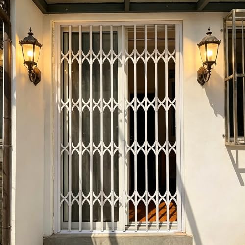 Inferriate per Finestre Porta a Soffietto Antifurto con Design Griglia Cava, Barre Sicurezza Finestre Personalizzabili, Griglie Sicurezza Retrattili Esterni Resistenti(W90xH200cm/35x79in)