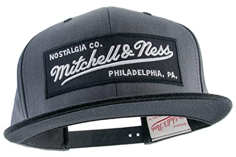 Mitchell & Ness 2 Tone Box Logo - Cappellino Snapback con Visiera Piatta, Charcoal-Black