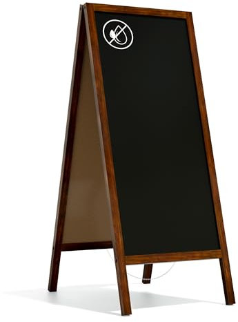 ALLboards Chevalet Stop Trottoir avec Cadre en Bois Laqué 150x61cm, Chevalet Ardoise