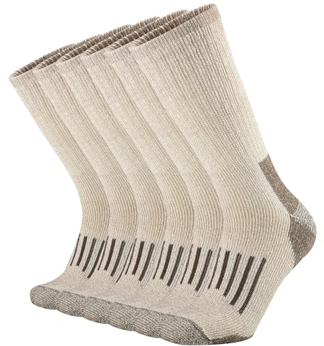 SOX TOWN Men's Merino Wool Moisture Wicking Outdoor Hiking Heavy Cushion Crew Socks(Camel XL)13-15