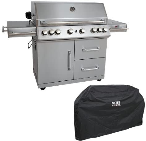 Mayer Barbecue ZUNDA Gasgrill MGG-362 Master, 6 Brenner, Backburner & Seitenbrenner, 100% Edelstahl, inkl. Gasdruckregler 50 mbar & Gasschlauch (1,5 m)