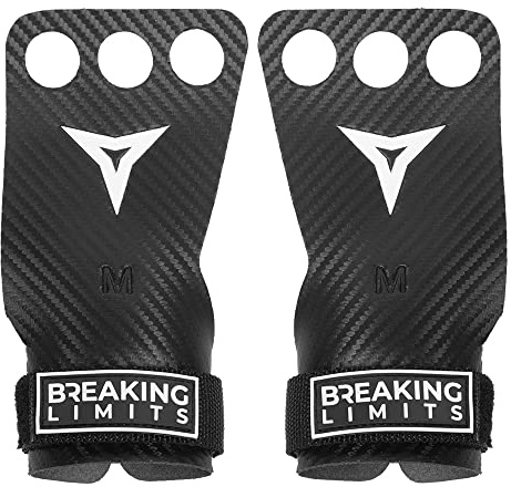 BREAKING LIMITS Crossfit Grips – kolmikrofiber fitness-handskar med 3 fingerhål – handskydd för träning, styrketräning, gymnastik, kalisthenics – träningstillbehör för män och kvinnor