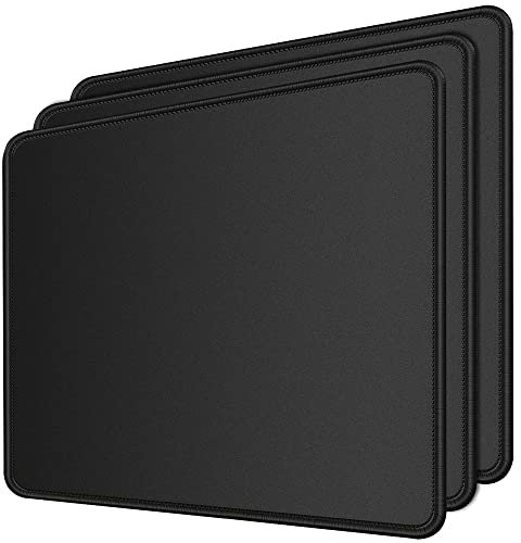 Amazon Marke -【3 Stück】 Gaming Mauspad 24x20cm Schwarz Mousepad mit Vernähte Kanten und Anti Rutsch Gummibasis,Mauspad für PC Büro Arbeiten Spiele Laptop
