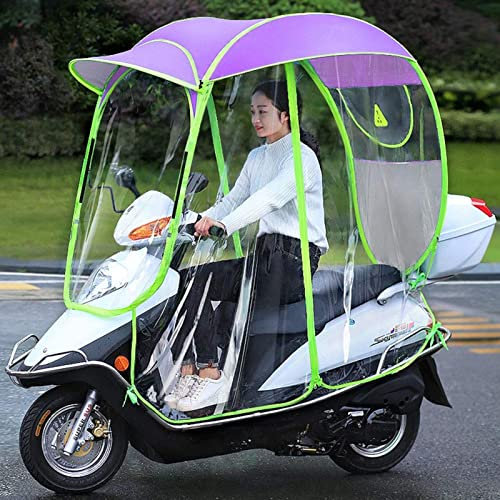 Fully Enclosed Motor Scooter Motorcycle Umbrella Mobility Sun Shade & Rain Cover Waterproof, Universal,Purple,C