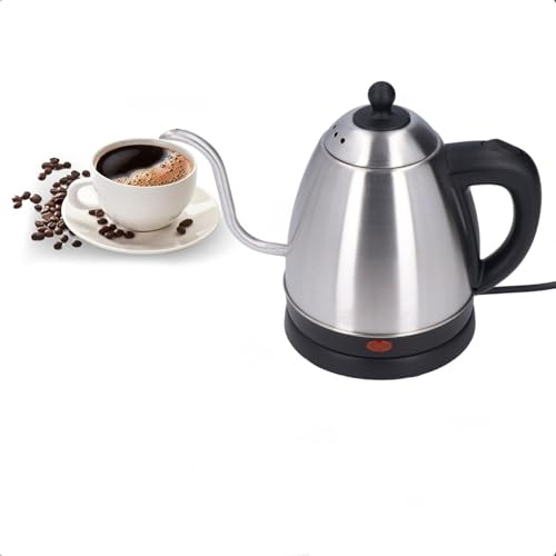 Elektrischer Wasserkocher Schwanenhals mit Temperaturregelung Elektrischer Teekessel Pour Over Coffee Wasserkocher Edelstahl Ultraschnelle Automatische Abschaltung Trockengehschutz