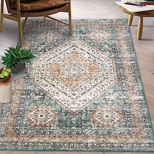 LuxFocus Wohnzimmer Teppich Rauten Muster Weich Kurzflor Teppich rutschfest Bodenmatte für Kinderzimmer Schlafzimmer Indoor Teppich Maschinenaschbar Faltbar Grün 120x170 cm