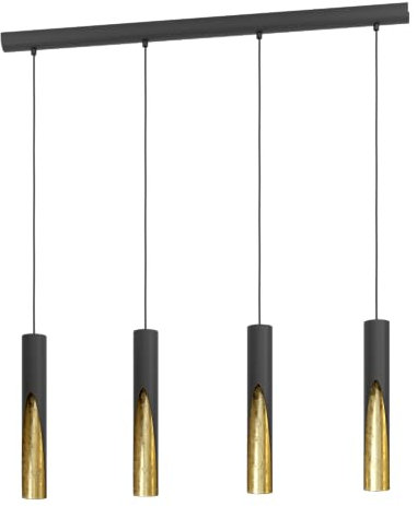 EGLO LED Pendellampe Barbotto, 3-flammige Pendelleuchte über Esstisch, indirekte Beleuchtung, Hängeleuchte aus Metall in Schwarz und Gold, Hängelampe mit GU10-Leuchtmittel, warmweiß