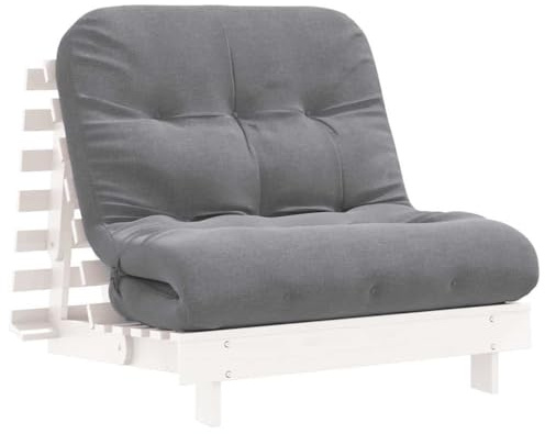 vidaXL Futón sofá Cama con colchón Madera Maciza Blanco 90x206x11 cm, futón Cama Japonesa, futón Cama con colchón, Cama de Suelo Japonesa