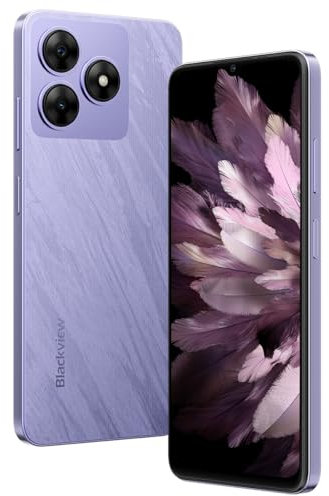 Blackview Wave 8 4G Android 14 Smartphone Débloqué, 12Go+128Go(SD Externe 2To), 6,56'' HD+(Mode Confort pour Les Yeux), 13MP+8MP, Téléphone Portable Dual SIM, Haut-Parleur Smart-K Box, GPS Violet