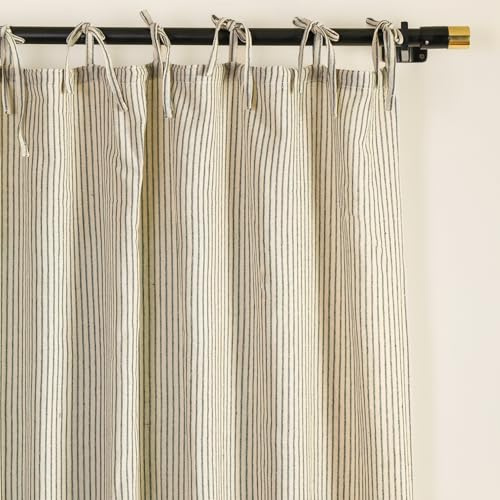 THE ART BOX Tende a strisce di garza boho in lino da appendere, filtro della luce, per porta, finestra, trattamento, 2 tende per soggiorno, decorazione della casa, verde (137,2 x 106,7 cm per